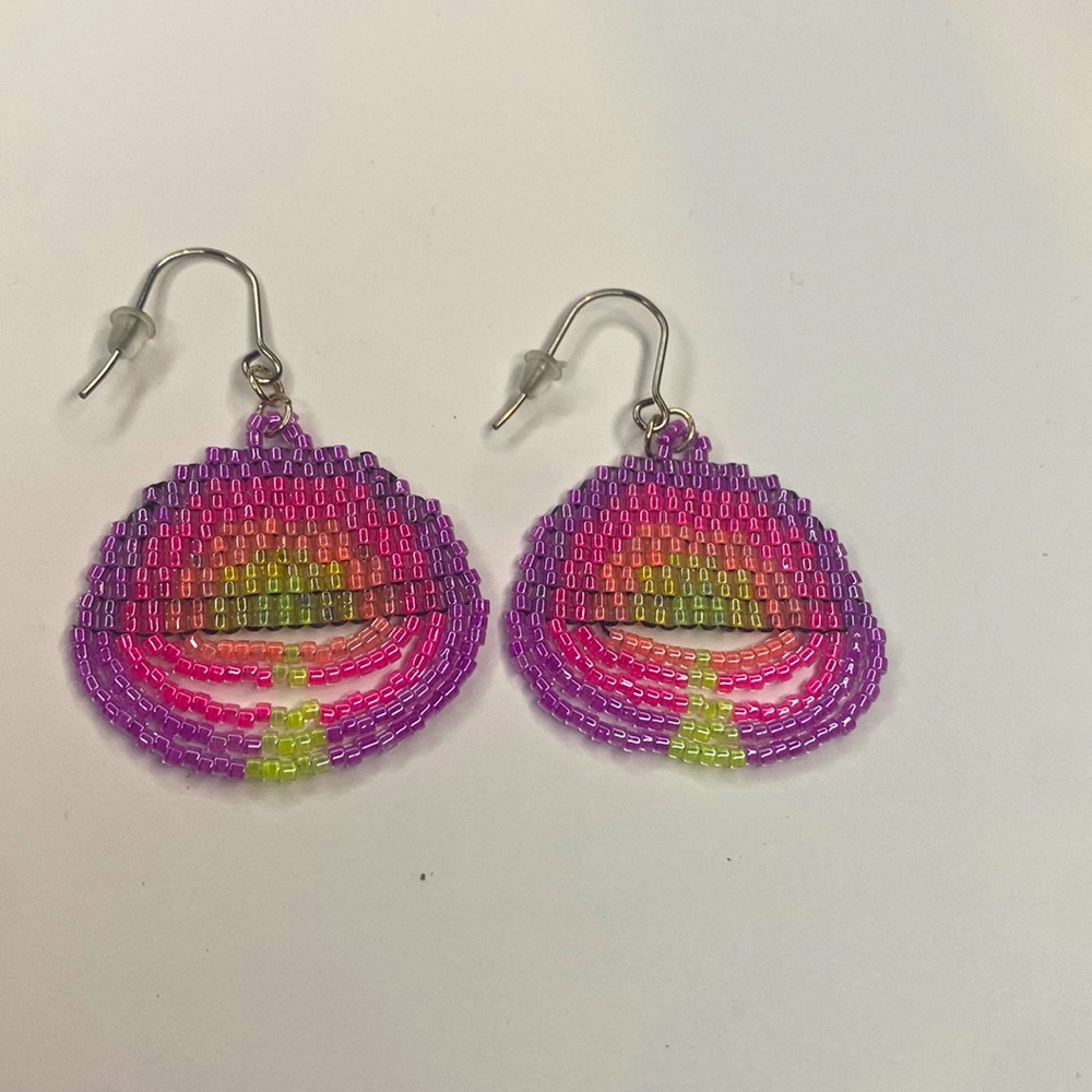 One of a kind alien abduction handmade beaded earrings